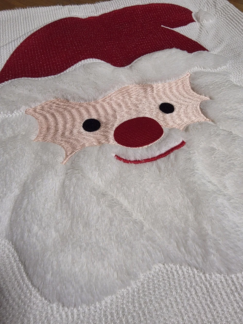 Festive Santa Face Holiday Quilted Throw Pillow Covers - Red & White